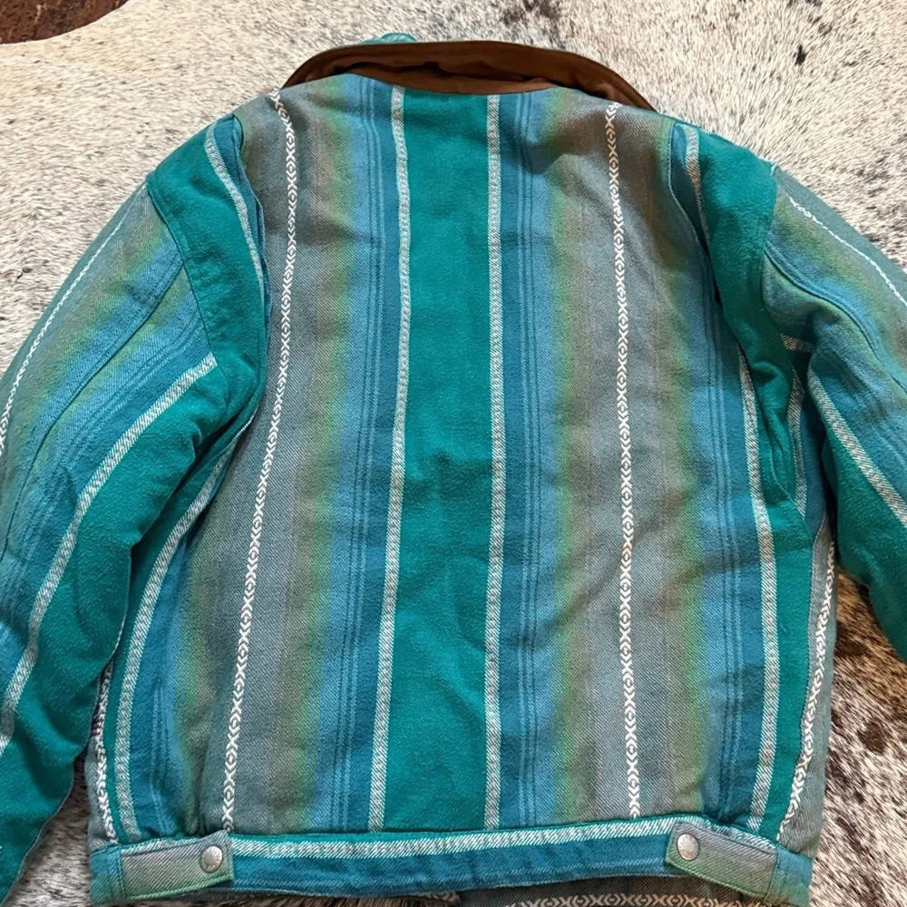 BDG Urban Outfitters Teal Stripped Quilted Jacket Medium - Picture 4 of 4